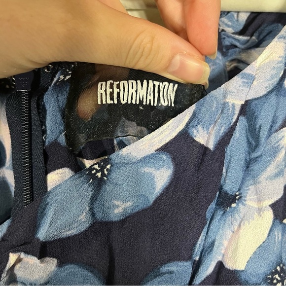 Reformation Rosa Mini Dress Navarro Blue Floral Size 0 - Picture 3 of 6